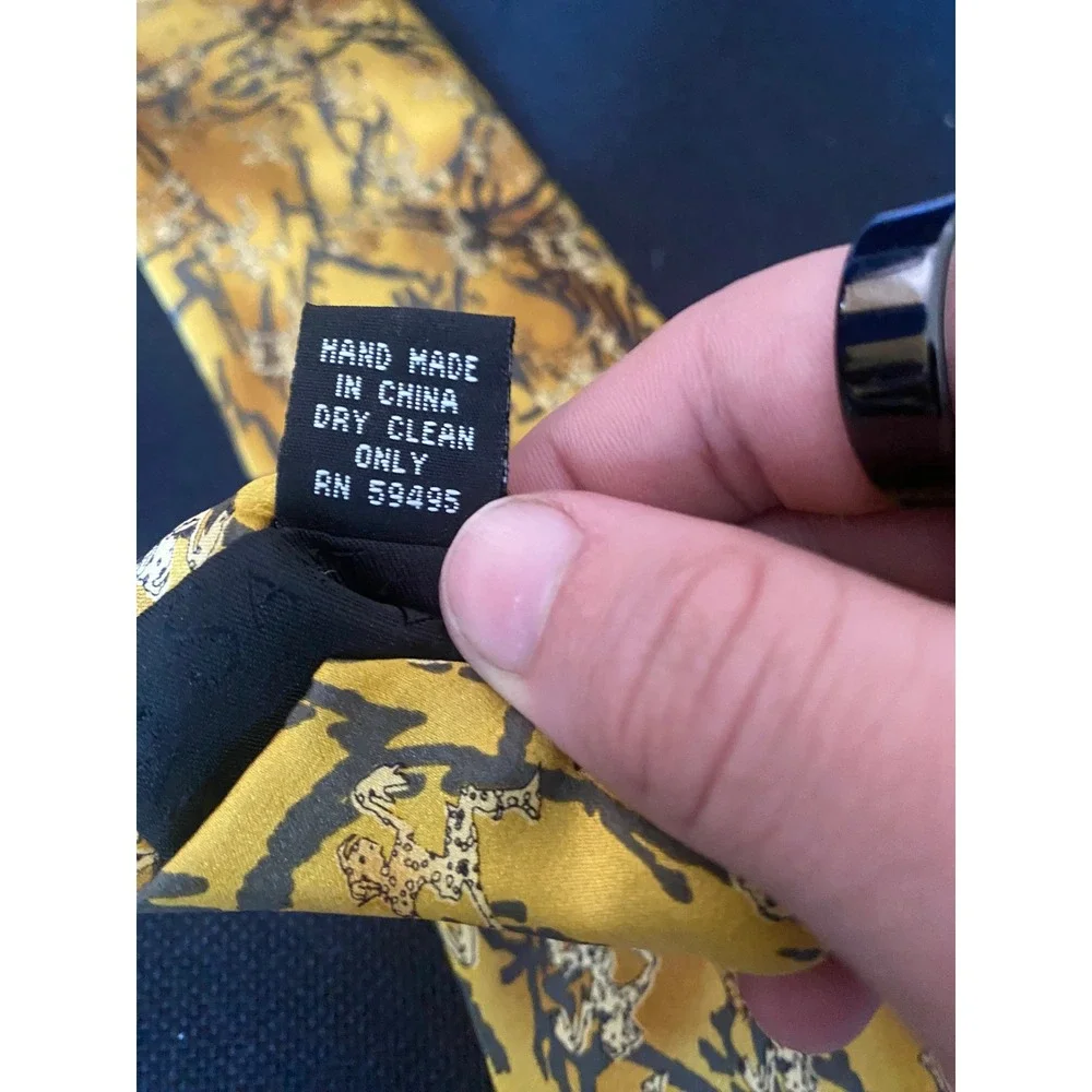 Carlos by Carlos Santana Mystic Man Silk Tie Gold Yellow Abstract Dancing Figure